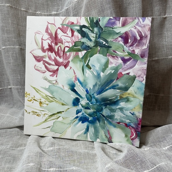 Tre Sorelle Studios "Watercolor Succulent Garden" Art Print 11" Stretched Canvas - Picture 1 of 9
